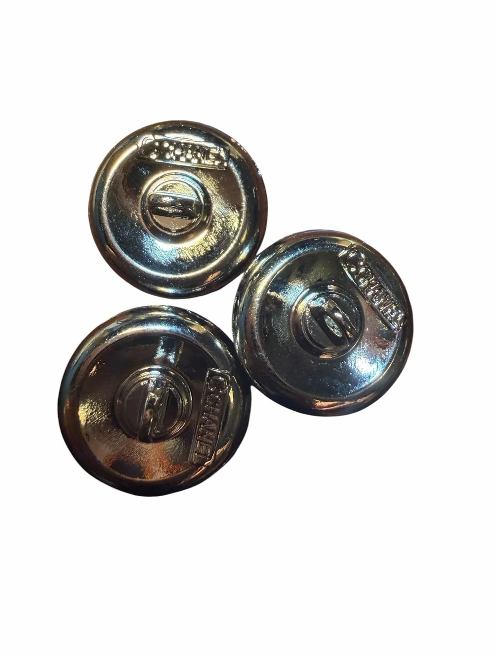 CHANEL Light Blue Enamel Bird Motif Crystal Trim Buttons (Set of 3)